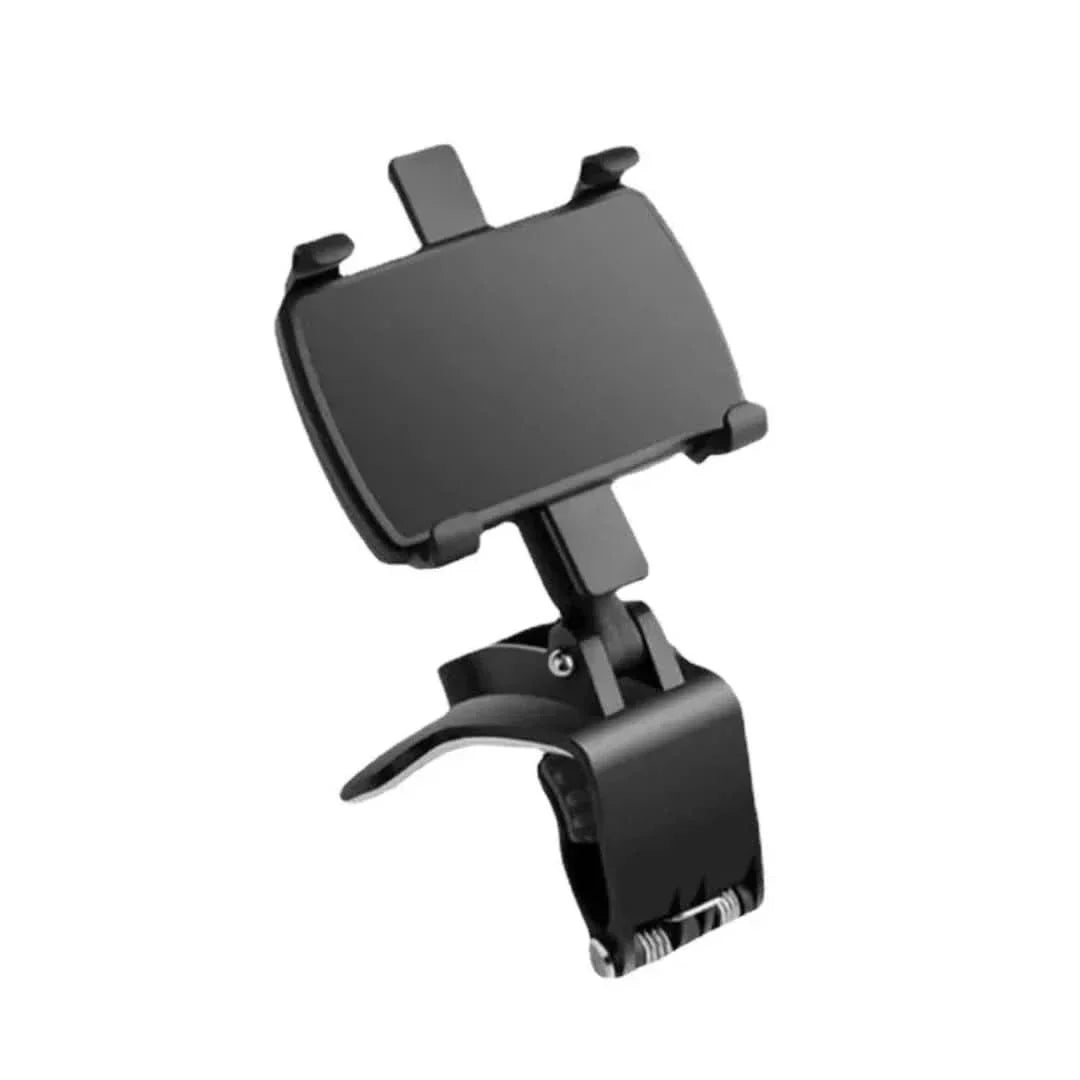 Schwarze, drehbare Dashboard-Telefonhalterung mit flexibler 360°-Funktion, bietet sicheren Halt für Smartphones im Auto.