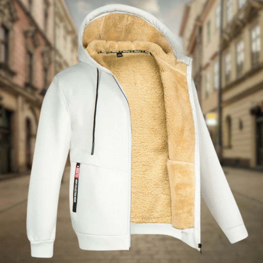 Vielseitige graue Unisex-Kapuzenjacke, bequem und ganzjährig tragbar, mit Reißverschluss.