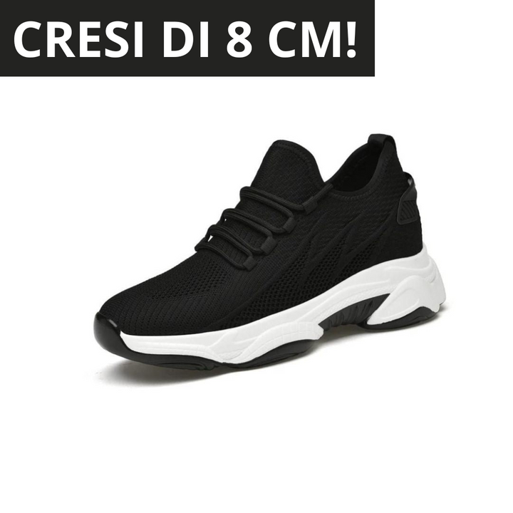 Schwarze Herren Freizeitschuhe mit unsichtbarer Höhenzunahme, sportlich-elegant für diverse Anlässe.