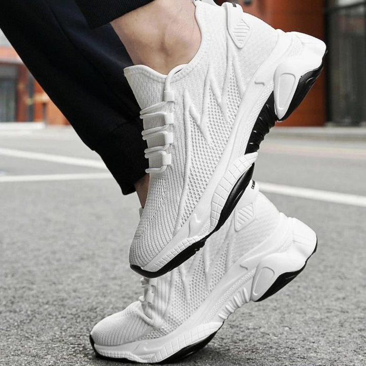 Graue Athletic Sneakers für Herren, unsichtbar höhenerhöhend, ideal für Büro & Freizeitaktivitäten.