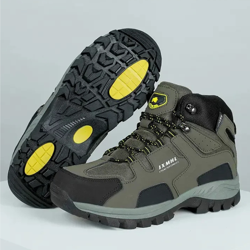 "Schwarze wasserdichte Unisex-Wanderschuhe mit robuster Sohle und atmungsaktivem Design für sicheren Halt und Komfort."