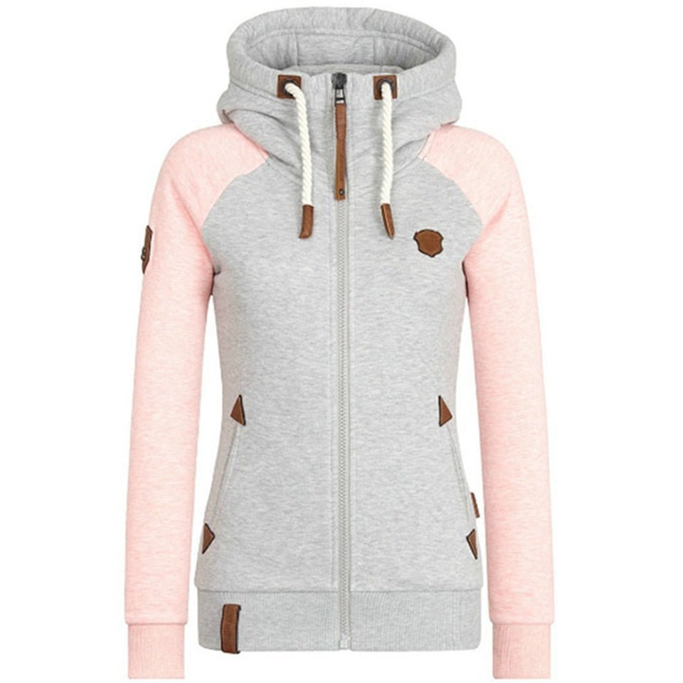 Eleganter Damen Hoodie im Slim Fit, hellrosa Kapuzenpullover für modische Freizeit und Komfort im Herbst.