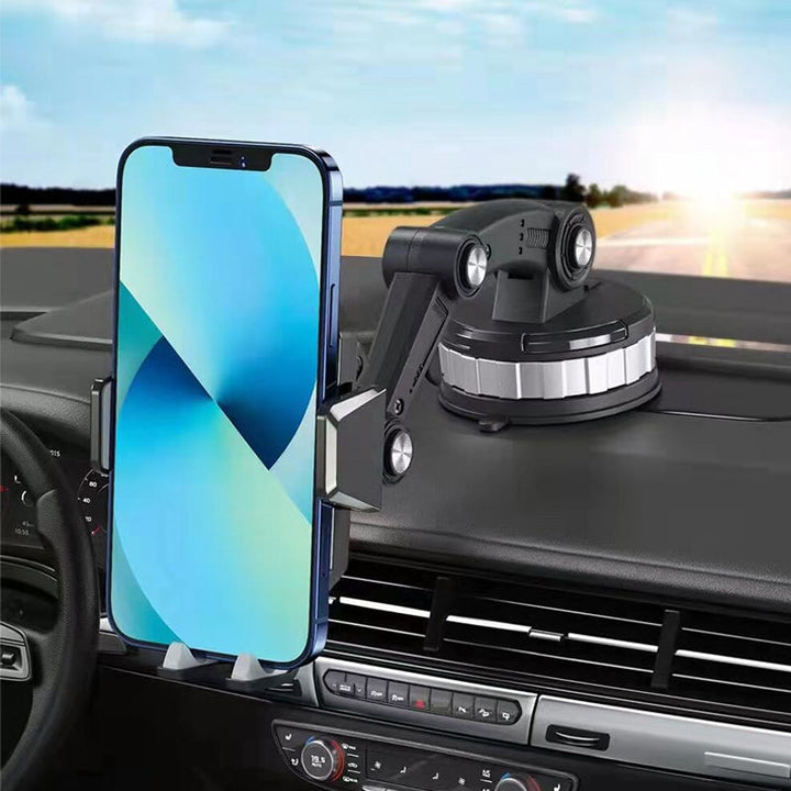 "Schwarzer Telefonhalter mit starkem Saugnapf und 360°-Drehfunktion, kompatibel mit Handys bis 3,5 Zoll, robustes Design."