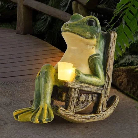 Leuchtender Gartenfrosch für Außendekoration