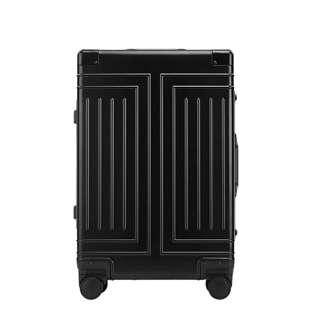 Silberner Premium Aluminiumkoffer, luxuriöser Reisekoffer mit integrierten TSA-Schlössern.