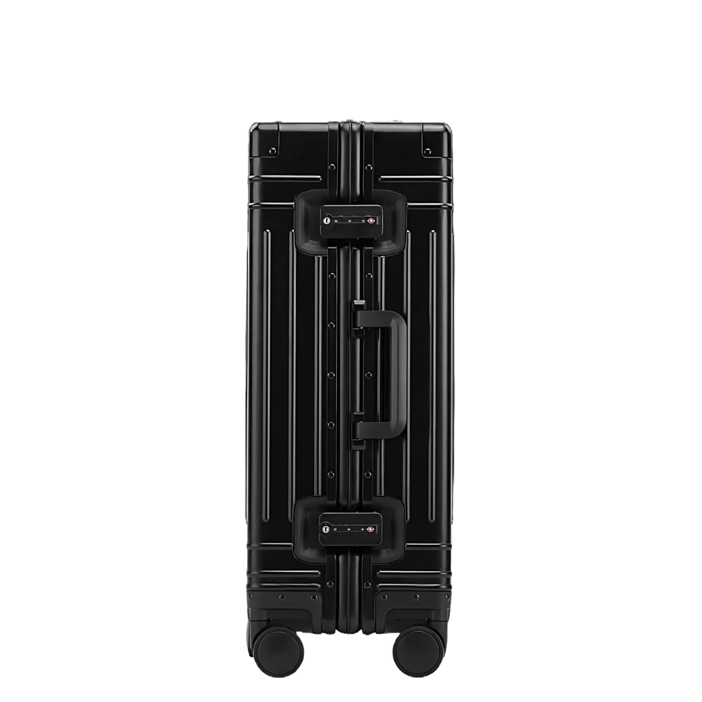 Eleganter Aluminium-Trolley in Grau, robuster Hartschalenkoffer für stilvolle Businessreisen.