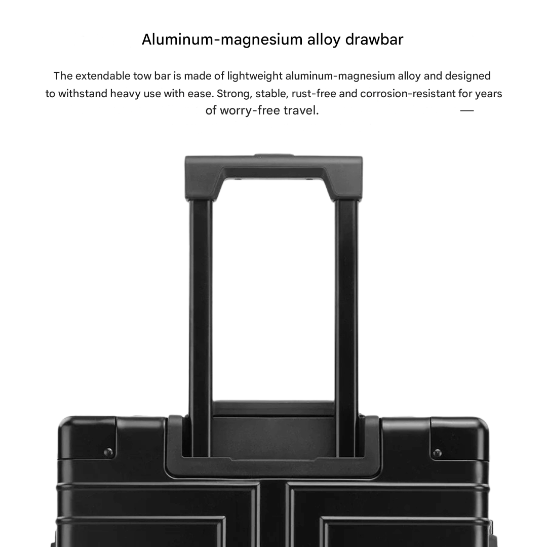 Luxuriöser Aluminium-Trolley, widerstandsfähiger Koffer mit TSA-Schlössern für Schutz.