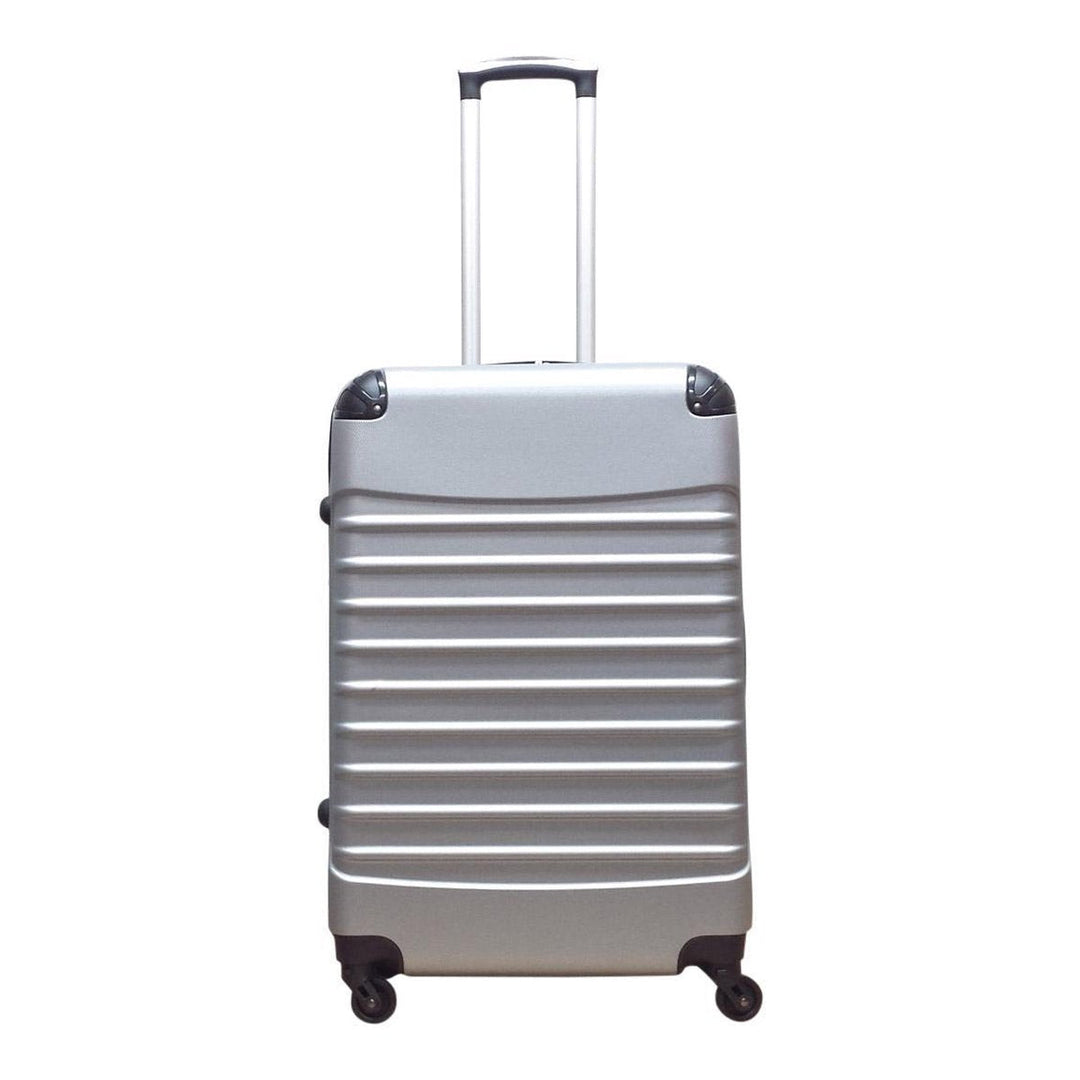 Stylisches silbernes Hartschalen-Kofferset, robustes Reisegepäck für Urlaub und Business.