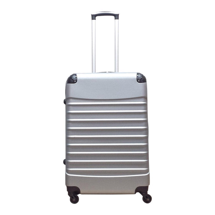 Stylisches silbernes Hartschalen-Kofferset, robustes Reisegepäck für Urlaub und Business.