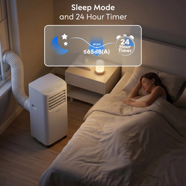 Smartes Klimagerät mit intuitivem Display. Einfache Bedienung für Kühlung, Entfeuchtung & Ventilator.