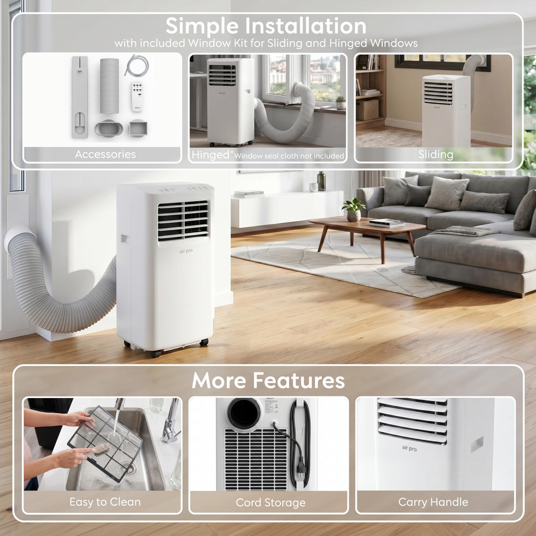 Vielseitiges 4-in-1 WLAN-Klimagerät. Ideal für Schlafzimmer oder Büro, mit Kühlung & Luftentfeuchter.