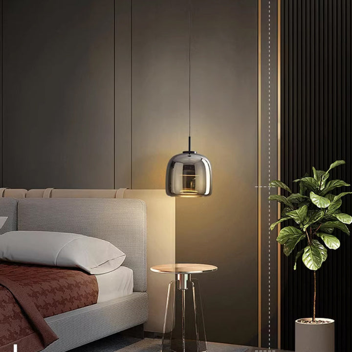 Moderne LED-Pendelleuchte aus Schwarzglas - Mehrköpfig