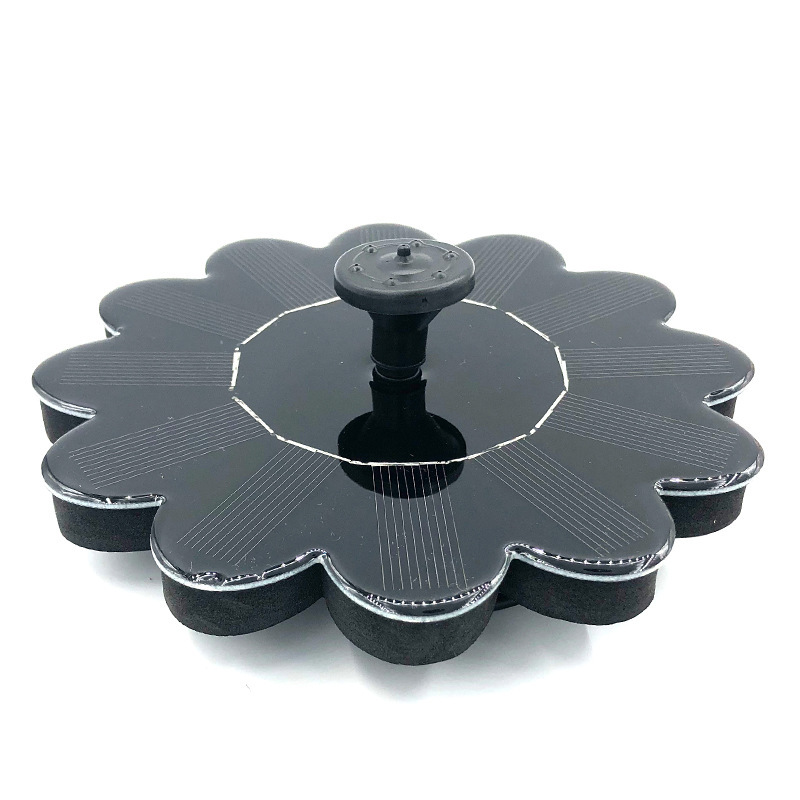 "Solarbetriebene Wasserfontäne im Blumen-Design, elegant im Garten oder Teich eingebettet, sprudelnder Wassereffekt"