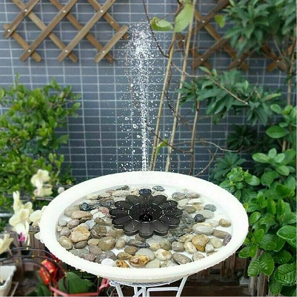 "Solarbetriebene Wasserfontäne im Blumen-Design, elegant im Garten oder Teich eingebettet, sprudelnder Wassereffekt"