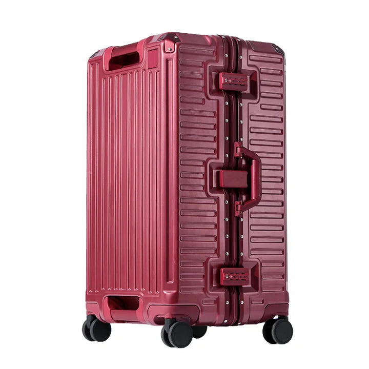 Zuverlässiger Hartschalenkoffer mit ergonomischem breitem Griff; ideal für Urlaubs- und Geschäftsreisen.