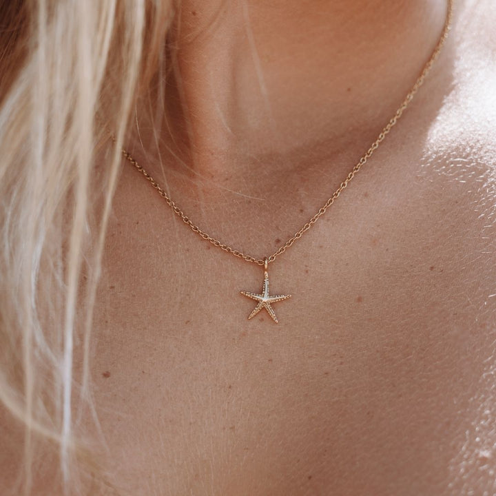 Edelstahl Seestern Anhänger für Damen, Sommerschmuck Accessoire