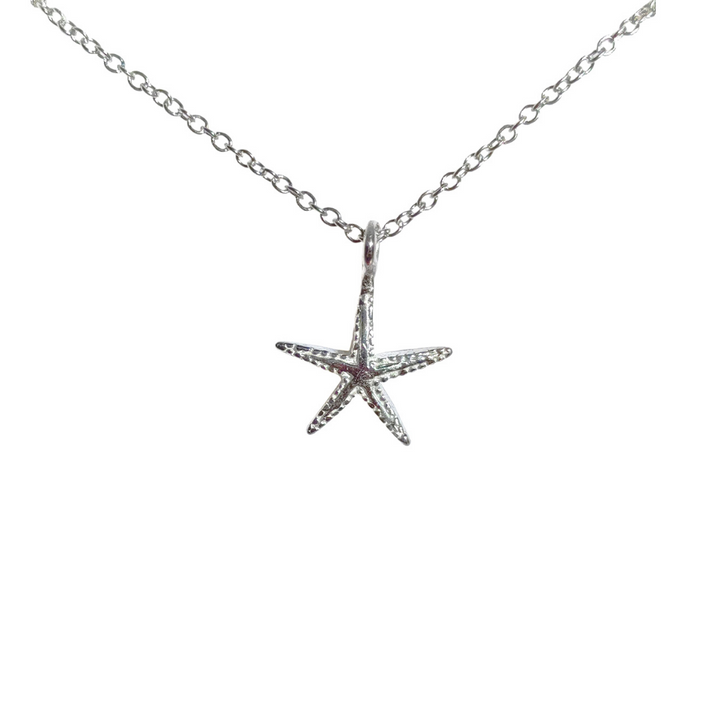 Verstellbare Damenhalskette mit maritimem Seestern Motiv in Silber