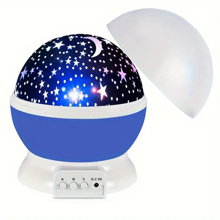 "Sternenprojektor Nachtlampe, beruhigende Nachtbeleuchtung mit funkelndem Sternenhimmel in Blau und Rosa für Kinderzimmer."