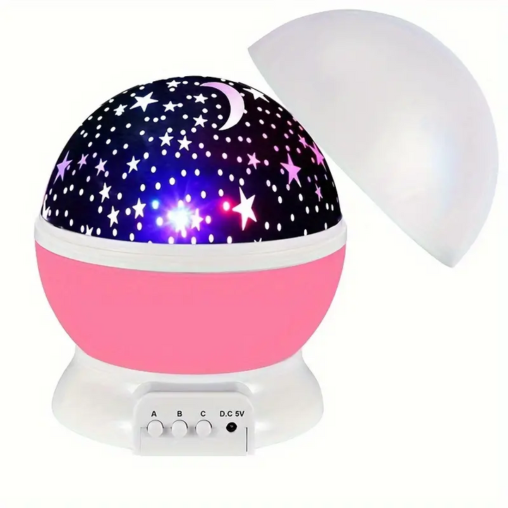 "Sternenprojektor Nachtlampe, beruhigende Nachtbeleuchtung mit funkelndem Sternenhimmel in Blau und Rosa für Kinderzimmer."