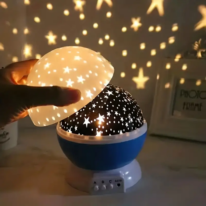 "Sternenprojektor Nachtlampe, beruhigende Nachtbeleuchtung mit funkelndem Sternenhimmel in Blau und Rosa für Kinderzimmer."