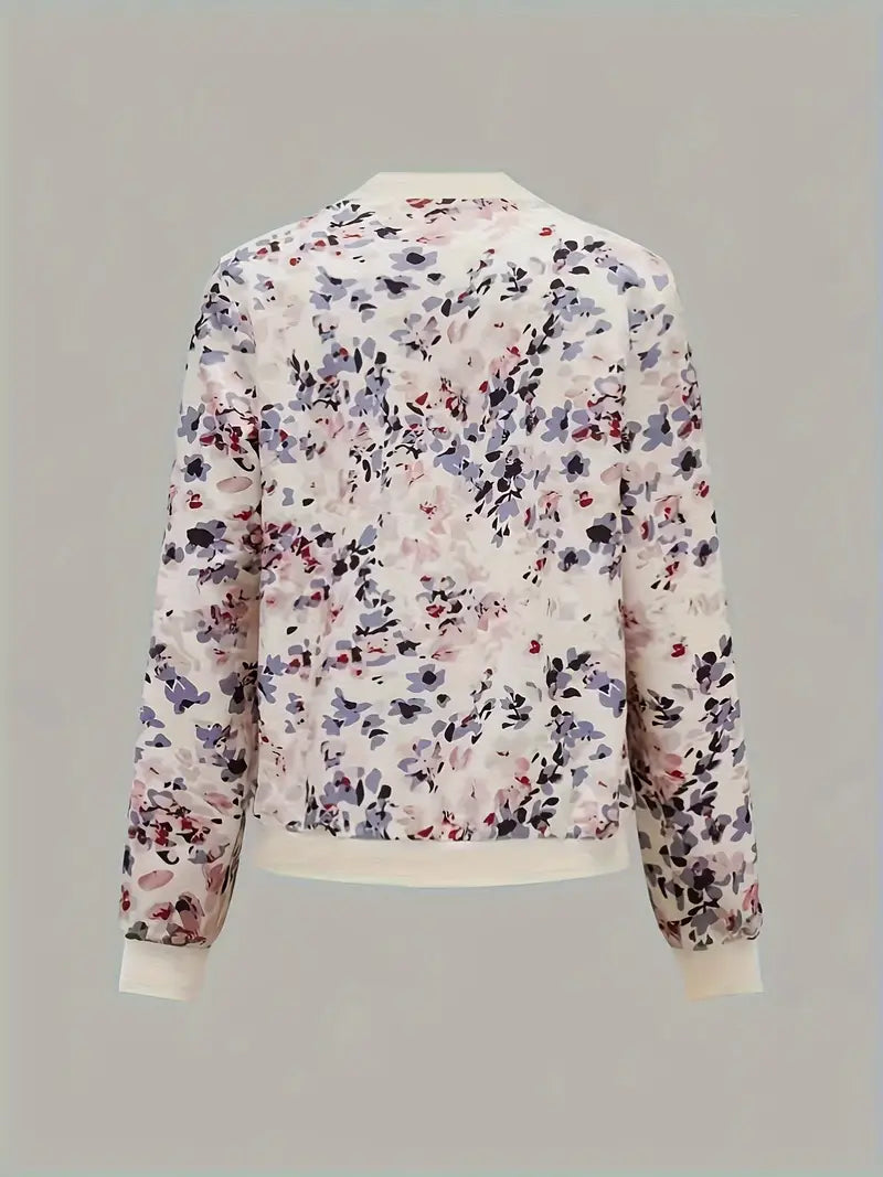 Elegante Damen Blumen Bomberjacke, vielseitig kombinierbar. Ideal für entspannte Tage oder modische Streetwear.