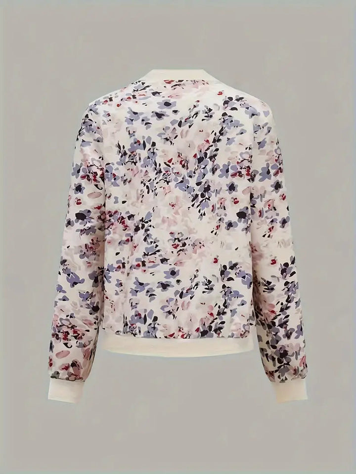 Elegante Damen Blumen Bomberjacke, vielseitig kombinierbar. Ideal für entspannte Tage oder modische Streetwear.