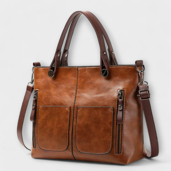 Stilvolle Damen-Handtasche für den Alltag in Braun, Schwarz oder Grau; ideal als Schulter- & Crossbody-Tasche.