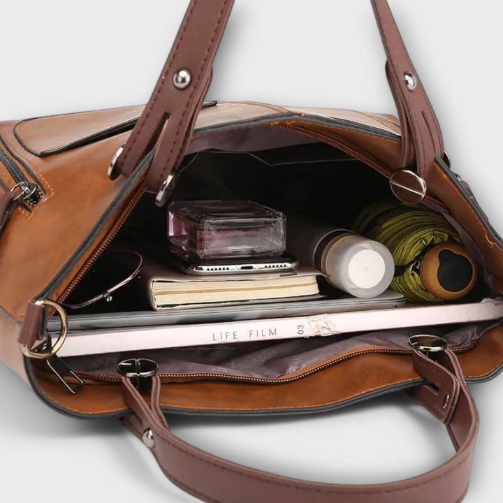 Hochwertige Damen-Alltagstasche, als Schulter- und Crossbody-Tasche tragbar. In Braun, Schwarz oder Grau.