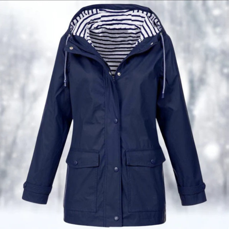 Damen Allwetter-Kapuzenjacke, wasserdicht & robust. Ideal für Winter-Outdoor-Sport & täglichen Schutz.