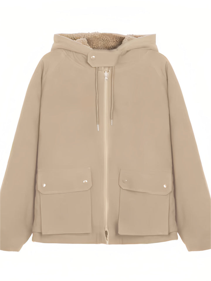 Hochwertige Damen Kapuzenjacke. Wendejacke als modische Oberbekleidung für stilvolle Auftritte im Frühling & Herbst.