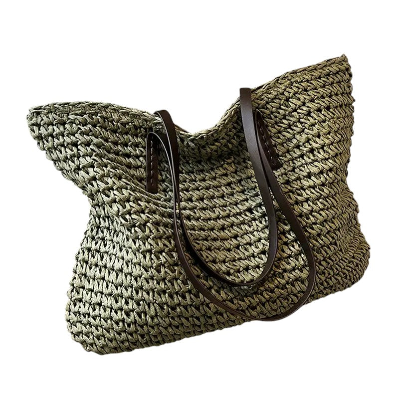 Stilvolle, geräumige Damen Strandtasche für den Sommerurlaub; leichte, texturierte Sommertasche.