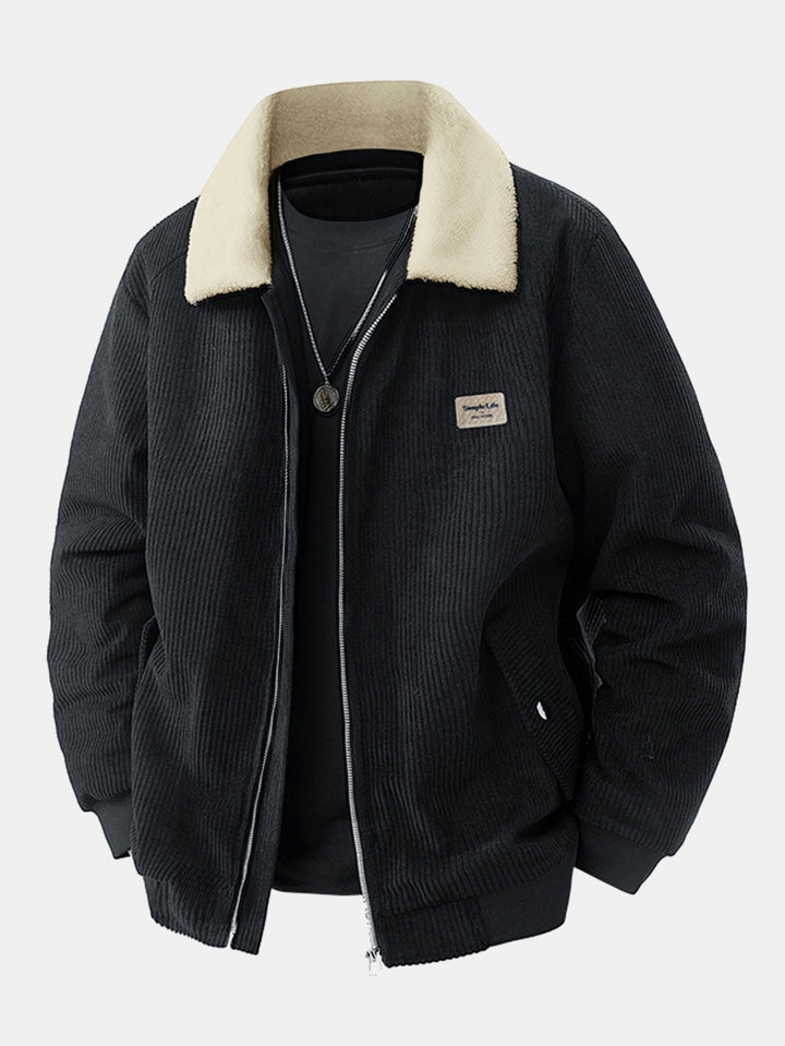 Modische Herren Bomberjacke mit Reißverschluss, Stehkragen und geripptem Saum, eine vielseitige Herbst-Freizeitjacke.