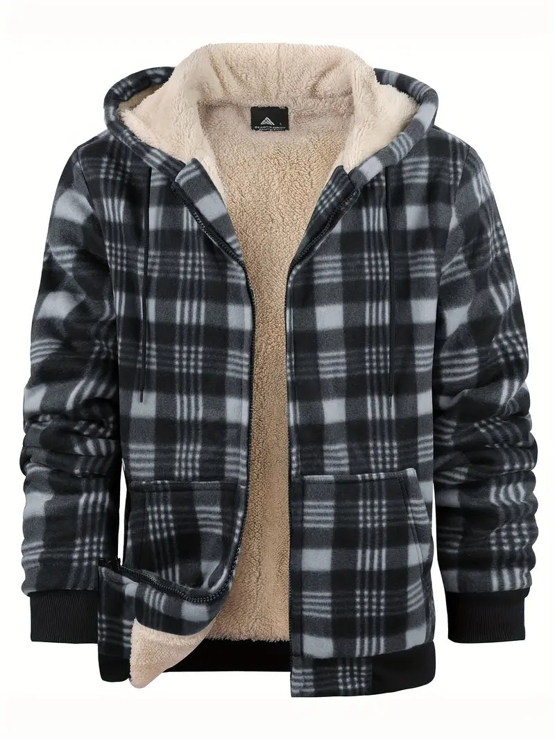 Warme Herren Winterjacke, ideal für Outdoor-Aktivitäten, mit robustem Reißverschluss und seitlichen Taschen.