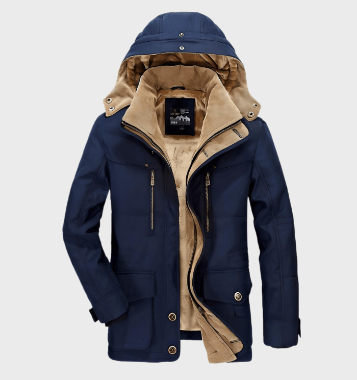 Warme Herren-Winterjacke mit Kapuze, komfortabel & stilvoll. Optimal für Outdoor, Freizeit & kalte Tage.