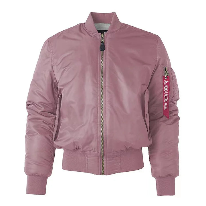 Moderne rosa Unisex Bomberjacke. Bequeme Herbstjacke und Frühlingsjacke, leicht und perfekt für den täglichen Casual-Style.
