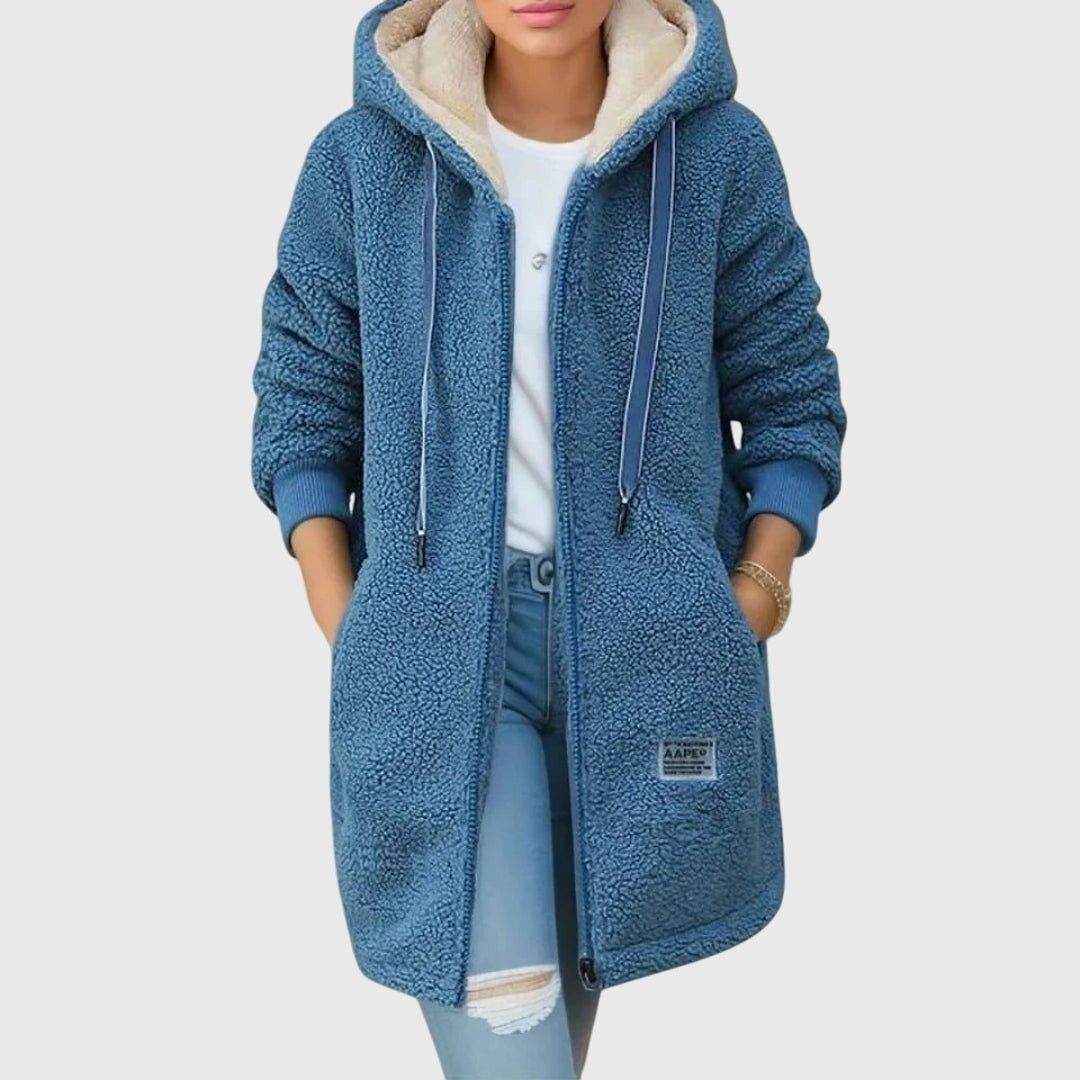 Stilvolle, warme Damen-Winterjacke mit Kapuze, Reißverschluss & bequemem Schnitt für Freizeit & Outdoor.