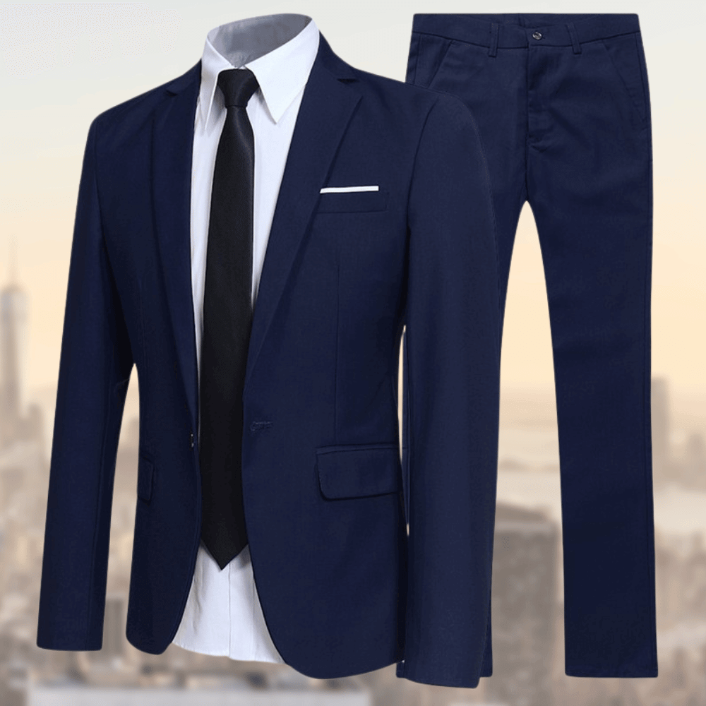Stilvoller Herren Anzug in Dunkelblau, perfekt für Business & elegante Anlässe, kombiniert Eleganz & Komfort.
