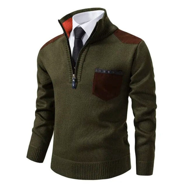 Komfortabler Herren Pullover mit Viertelreißverschluss & Brusttasche. Perfekt für Freizeit & Büro, vielseitig.