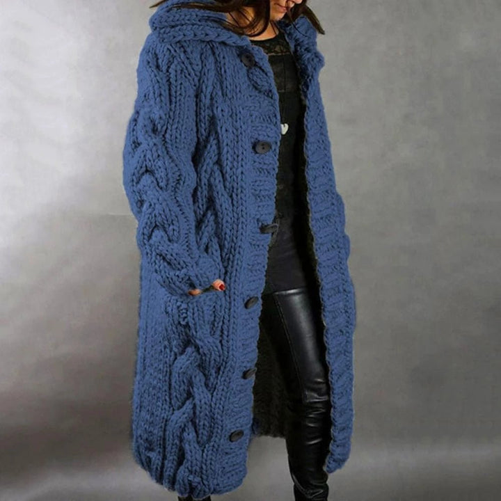 Stilvoller, kuschelig warmer Damen Strickmantel für den Winter. Langarm-Design für optimalen Komfort.