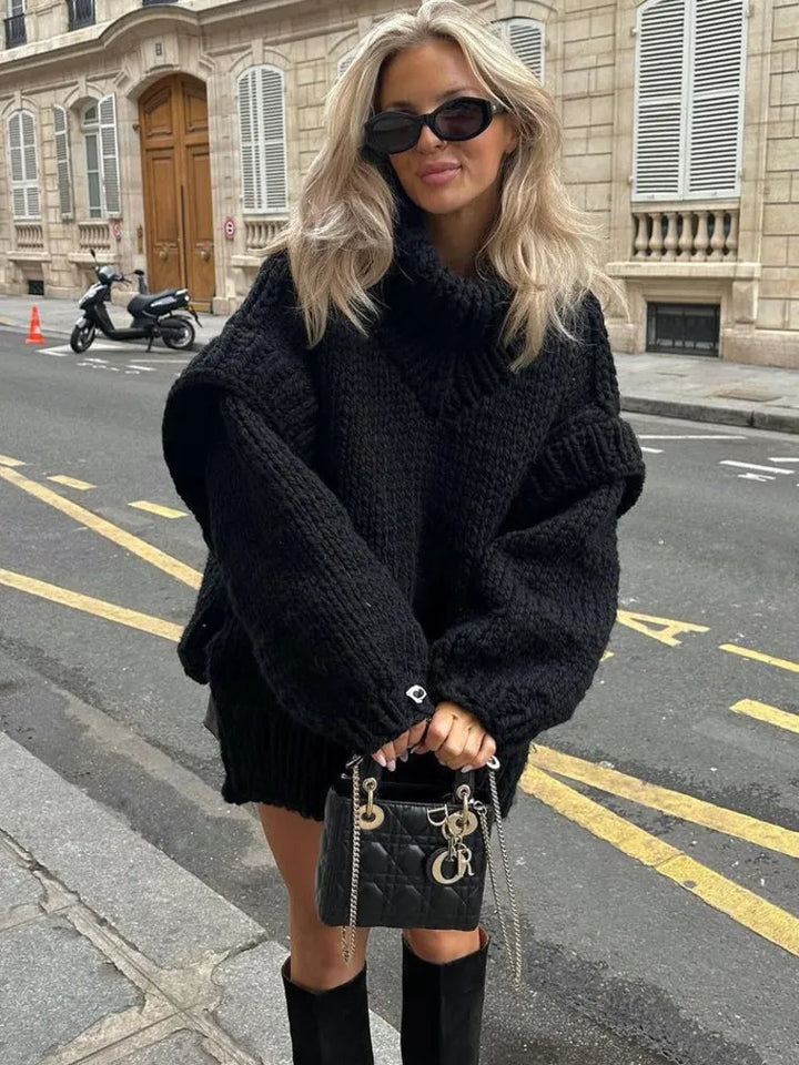 Stilvolles, bequemes Damen Oversize Strickkleid für Frühling mit lockerer Passform und langen Ärmeln.