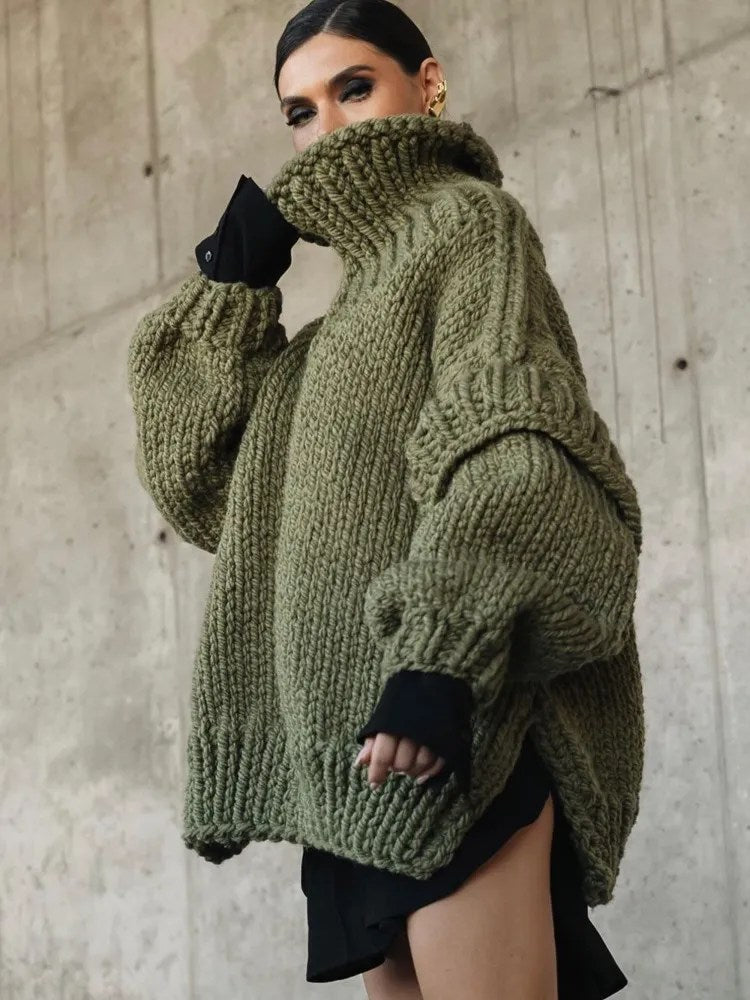 Komfortables Damen Oversize Strickkleid, perfekt für Frühling, Freizeit und einen eleganten, legeren Stil.
