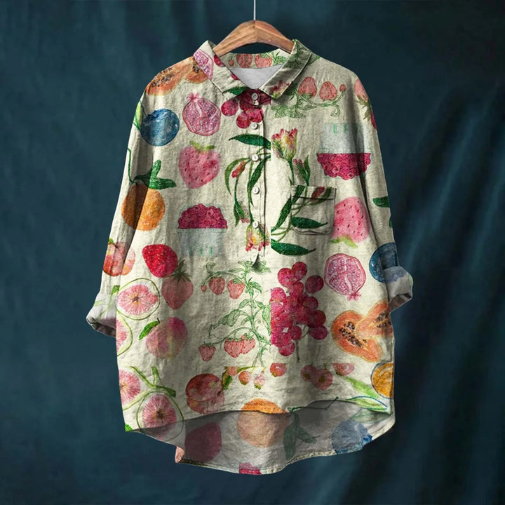 Damenbluse mit einzigartigem Print, stilvoll und weit geschnitten. Ein modisches Oberteil für den Alltag und besondere Momente.