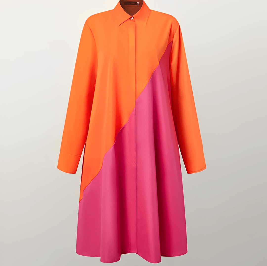 Chices Damen Herbstkleid mit elegantem Hemdkragen-Stil, ideal für die Übergangszeit.