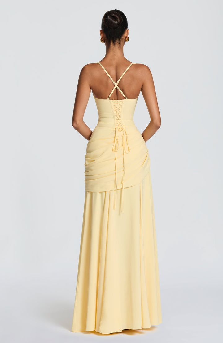 Damen Maxikleid in Gelb Rückansicht