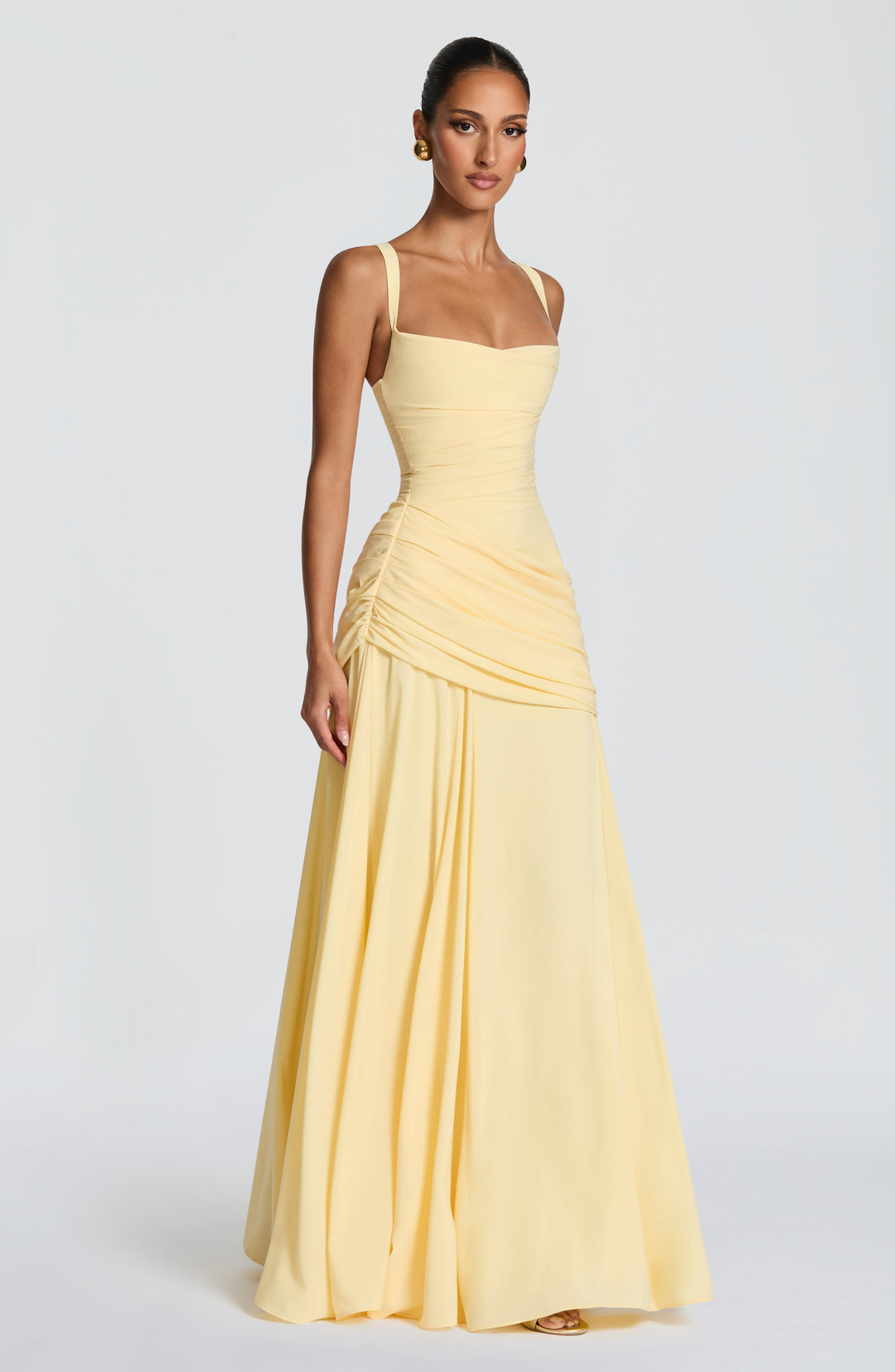 Damen Maxikleid in Gelb Detailansicht