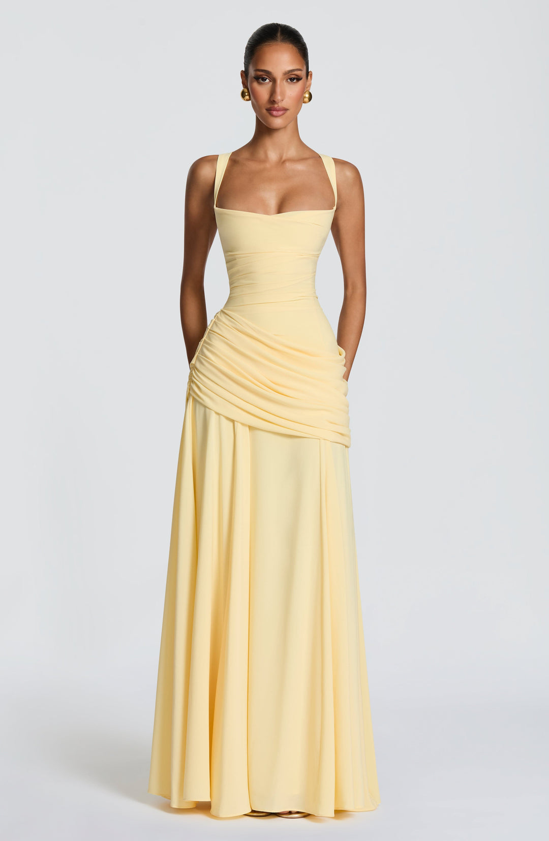 Damen Maxikleid in Marineblau Vorderansicht