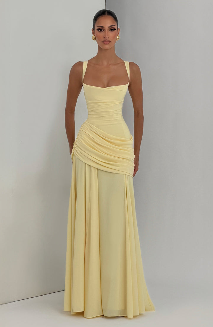 Damen Maxikleid in Marineblau Rückansicht