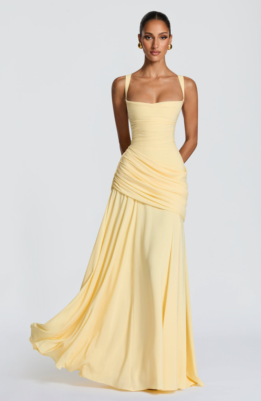 Damen Maxikleid in Gelb Vorderansicht