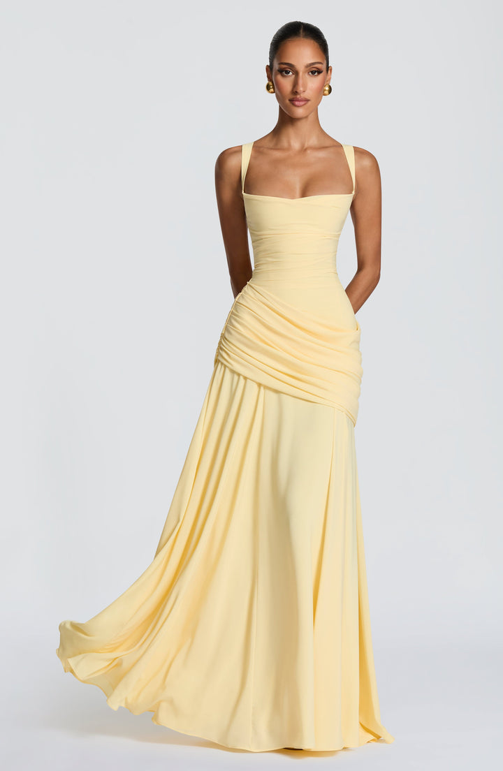 Damen Maxikleid in Gelb Vorderansicht