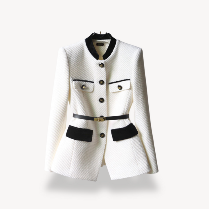 Hochwertiger Damen Blazer mit Gürtel, tailliertem Schnitt & edlem Knopfverschluss. Ideal als Business Blazer.